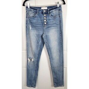 Vervet Distressed High-Rise Button Fly Skinny Jeans Size 28